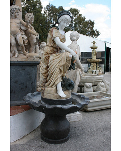 fuente mujer plato esculturas marmol