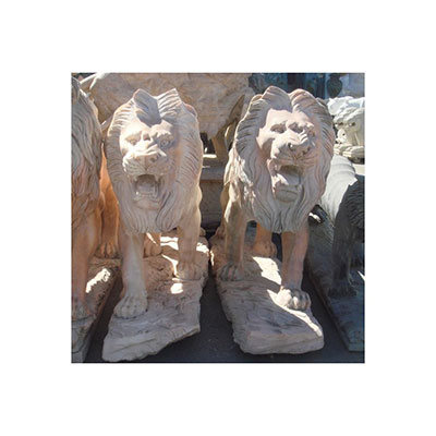 pareja leones marmol decoracion jardines