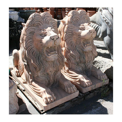 pareja leones animales marmol