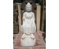 Aged white marble sitting Buddha sculpture