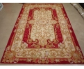 Aubusson classic burgundy and beige needlepoint carpet with border and scrolls decoration