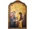 Ecclesiastical Virgin and Joseph with child icon oil on wood painting 
