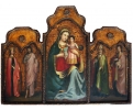 Ecclesiastical triptych Virgin and Child icon oil on wood painting 
