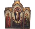 Ecclesiastical triptych Crucifixtion icon oil on wood painting 