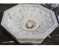 Aged Carrara white marble octagonal floor fountain with marble inlays