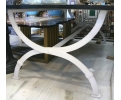 Large wrought iron dining table white base