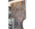 Hand carved and painted religious passion of Christ wooden relief sculpture