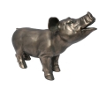 Escultura de cerdito en pie realizado en bronce