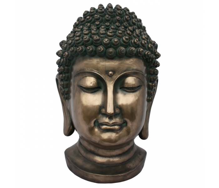 Escultura cabeza de buda con acabado en bronce