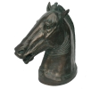 Escultura de cabeza de caballo acabada en bronce