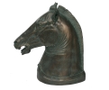 Escultura de cabeza de caballo acabada en bronce