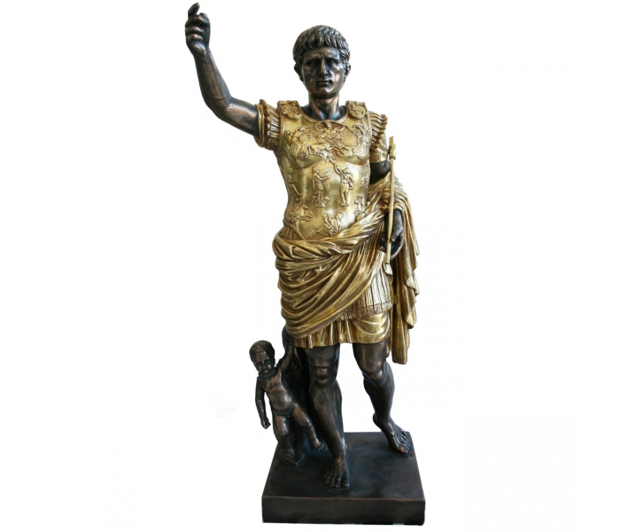 ESCULTURA DE AUGUSTO DE PRIMA PORTA. ACABADO EN BRONCE Y DORADO