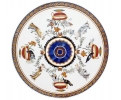 Round marble table top with Italian pietra dura hardstones inlay classical mosaic, with lapis lazuli, turquoise and jade