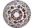 Round marble table top with Italian pietra dura hardstones inlay classical mosaic 