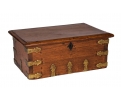 Late 19th century oak writing box with brass reinforcements