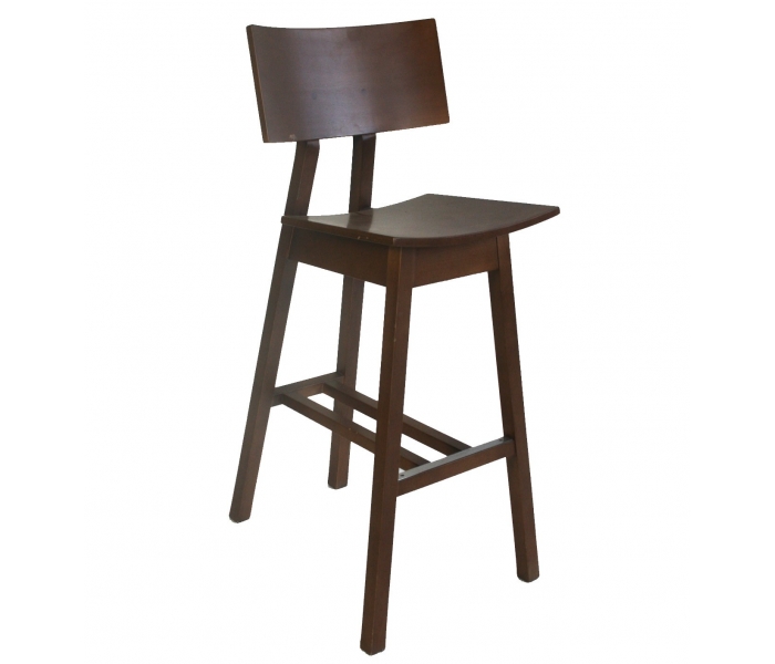 Taburete de madera con respaldo