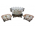 Centerpiece table porcelain set with plant and bird decorations