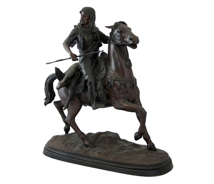 Figura árabe a caballo en bronce