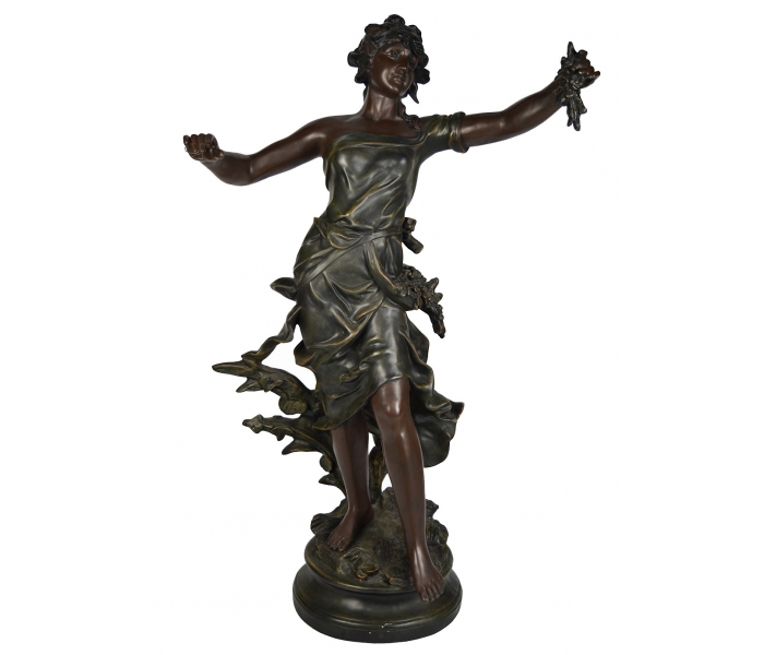 Faux bronze resin woman figure