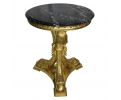 Mesa con pie dorado y tablero de mármol negro