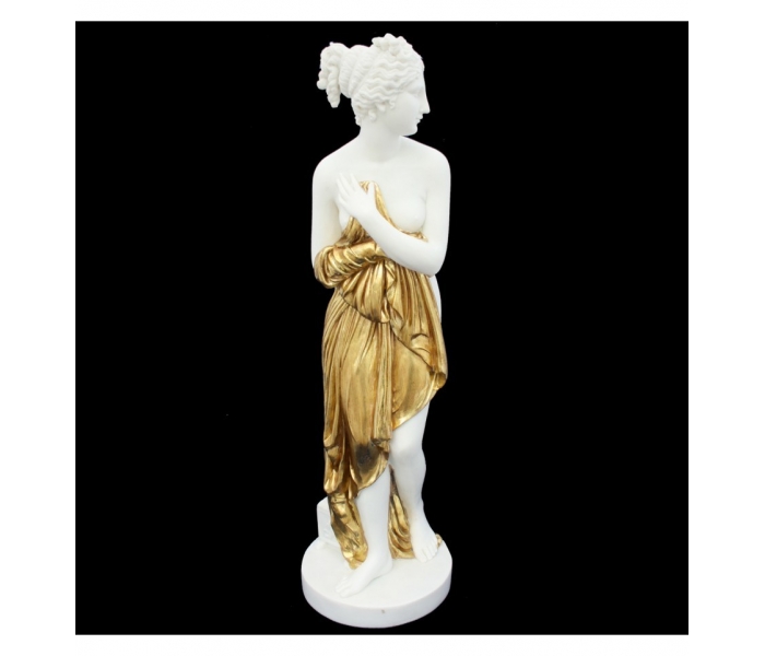 ESCULTURA DE VENUS. ACABADO EN BLANCO MARMOL Y DORADO