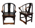 Pair of Chinese black lacquered armchair 