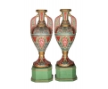 Pareja de "vasos de la Alhambra" de escayola policromada y dorada con decoraciones de atauriques