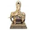 Chinese carved bone sitting Buddha on elephant figure statue with pedestal