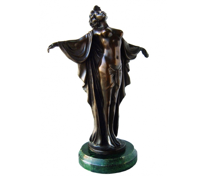 Bronze Art Nouveau nude woman with...