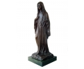 Bronze Virgin Mary figure statue with marble base