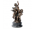 Escultura tres angelotes de bronce con peana de mármol