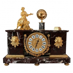 Bronze and marble mantle clock