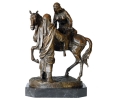 Arab man helping woman dismount horse bronze figure state with marble base 