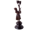 Bronze Virgin Mary figure statue with marble base