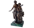 Bronze classic two women figure statue with marble base 