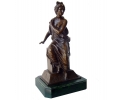 Bronze classic sitting woman figure statue with marble base