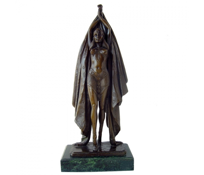 Bronze Art Nouveau woman with raised...