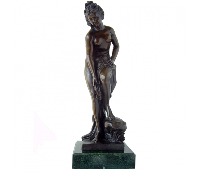 Bronze classic nude woman with marble...