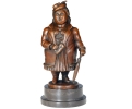 Bronze Botero woman figure statue with marble base