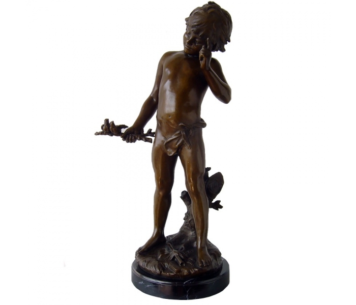 Bronze classic boy figure statue with...