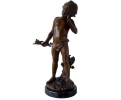 Bronze classic boy figure statue with marble base