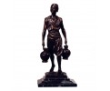 Bronze man carrying two water jugs with marble base