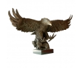 Bronze flying eagle ready to land figure statue on marble base 