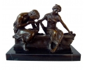 Bronze Romanticist couple with marble base