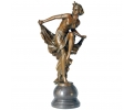 Bailarina art deco de bronce con peana de mármol
