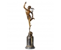 Classical Mercury Greek god bronze figures statue on a marble pedestal base