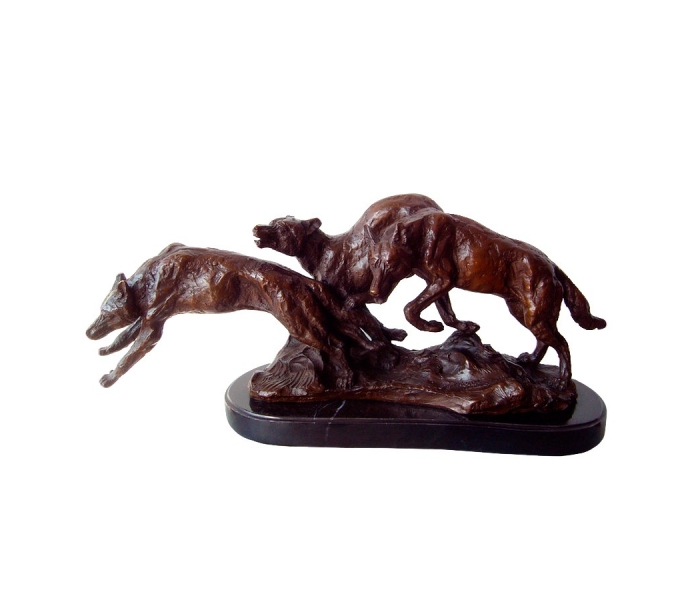 Bronze three hunting dogs statue with...