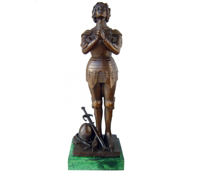 Bronze Joan of Arc figure statue with...