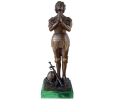 Bronze Joan of Arc figure statue with marble base 