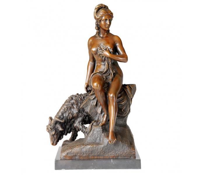 Classical bronze sitting woman with...